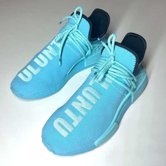 ADIDAS MEN’S HUMAN RACE NMD PHARRELL WILLIAMS ORIGINALS SIZE- 9 AQUA BLUE